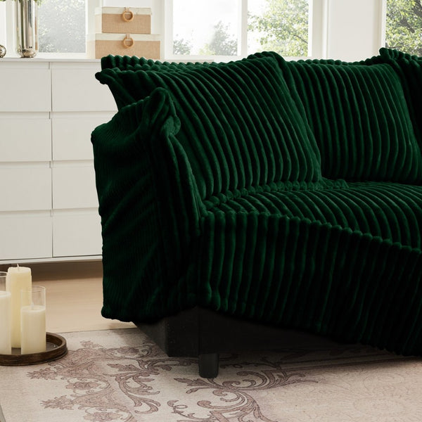 English Elm Koala Deep Seat Corduroy Sectional Sofa with Chaise and Plush High Back Support W3041P272939
