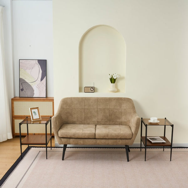 English Elm Set Of 2 Modern Rectangle End Tables With Tempered Glass Top & Mdf Shelf For Stylish Living Rooms W241P184253-GIGA