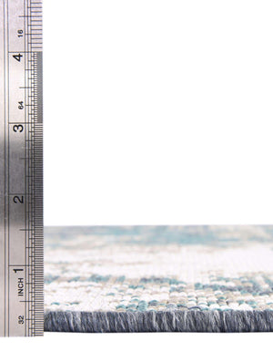 Unique Loom Outdoor Coastal Okyanus Machine Made Abstract Rug Blue, Ivory/Green/Gray 7' 10" x 7' 10"