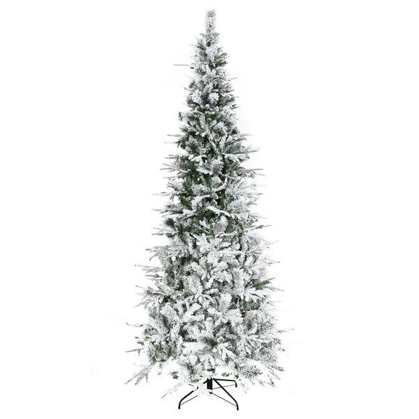 English Elm Homcom 9' Snow Flocked Artificial Christmas Tree - Realistic Branches, Quick Setup, Safe & Stunning! W2225P229088