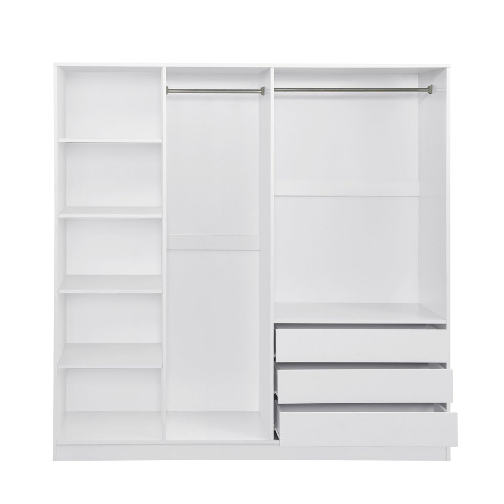 English Elm Doorless Open Wardrobe with 6 Compartments and 3 Drawers, Modern Space-Saving Storage for Bedroom White N820S00036K