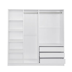 English Elm Doorless Open Wardrobe with 6 Compartments and 3 Drawers, Modern Space-Saving Storage for Bedroom White N820S00036K