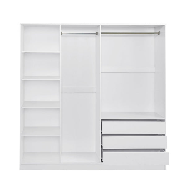 English Elm Doorless Open Wardrobe with 6 Compartments and 3 Drawers, Modern Space-Saving Storage for Bedroom White N820S00036K