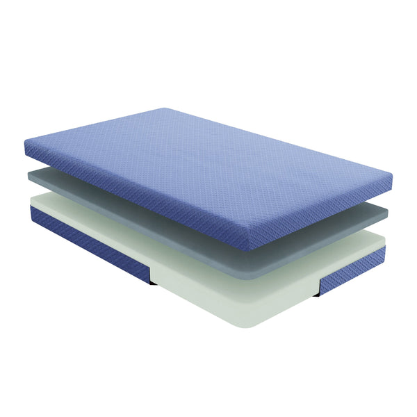 English Elm 7inch Gel-Infused Charcoal Memory Foam Full Mattress and Pillow Set, Breathable Blue Cover, 7" Support B011P213348
