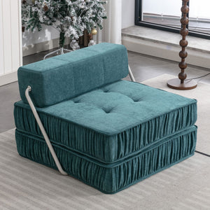 English Elm Green Chenille Floor Sofa Convertible Futon Chair with Modular Sleeping Support Green W3612P376637