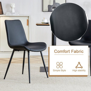 English Elm Table Set 42 Inch Round Wood Grain Glass Inlay with Six Tech-fabric Dining Chairs Brown+Black W1151S04482