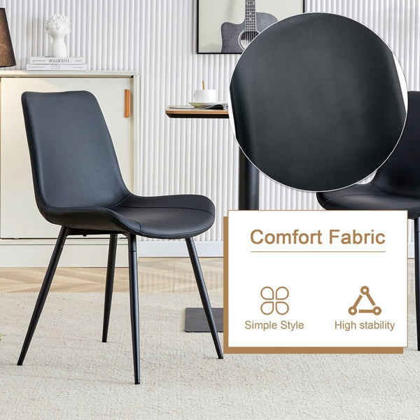 English Elm Table Set 42 Inch Round Wood Grain Glass Inlay with Six Tech-fabric Dining Chairs Brown+Black W1151S04482