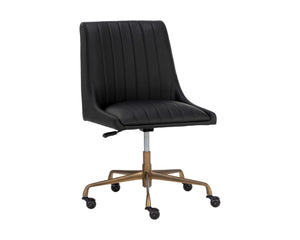 Sunpan Halden Office Chair - Urban Design with Bold Stitching and Rustic Bronze Base for Modern Workspaces Vintage Black