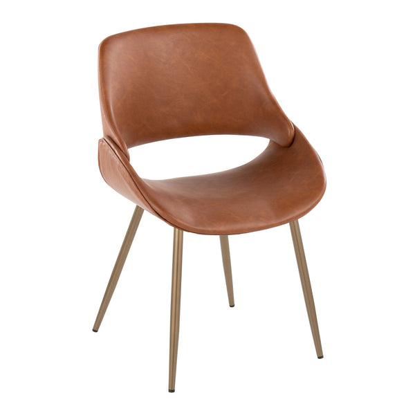English Elm Fabrico Contemporary Accent Chair with Antique Copper Legs and Plush Faux Leather Upholstery Set Camel B202S01239