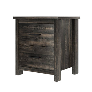 English Elm 4PCS Queen Bedroom Set with Storage Headboard & Built‑In Charging Station, 2 Nightstands, Dresser Antique Gray 54.25 L x 18.75 W x 9.25 H N733S307937A