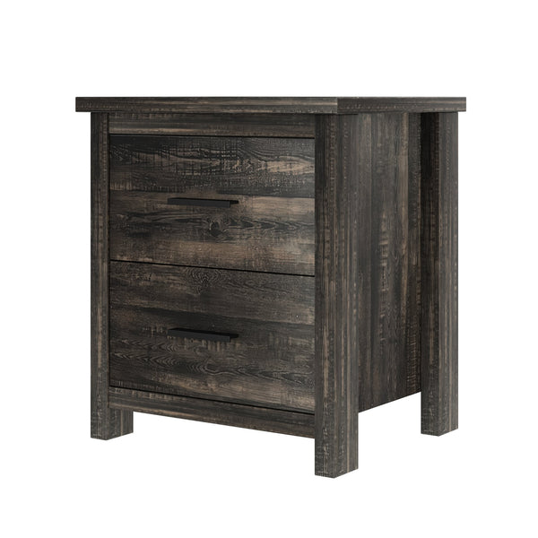 English Elm 4PCS Queen Bedroom Set with Storage Headboard & Built‑In Charging Station, 2 Nightstands, Dresser Antique Gray 54.25 L x 18.75 W x 9.25 H N733S307937A