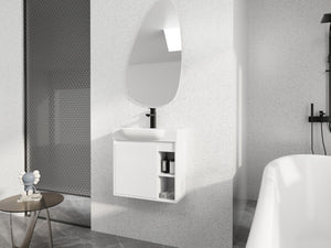 English Elm 24'' Floating Wall Mounted Bathroom Vanity with Ceramic Sink and Soft Close Cabinet Glossy White W999P426636