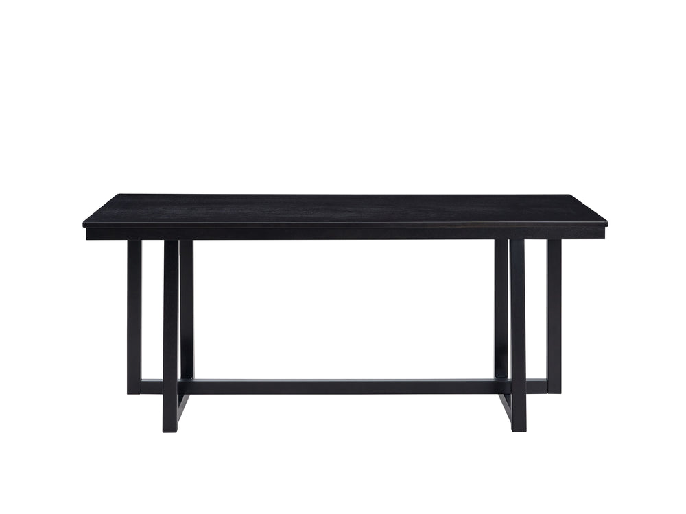 English Elm Kini Black Finish Dining Table – Sleek Rectangular Top, 100lb Capacity, Sturdy Wooden Base, Timeless Style B2726P266129