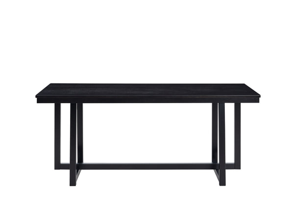English Elm Kini Black Finish Dining Table – Sleek Rectangular Top, 100lb Capacity, Sturdy Wooden Base, Timeless Style B2726P266129