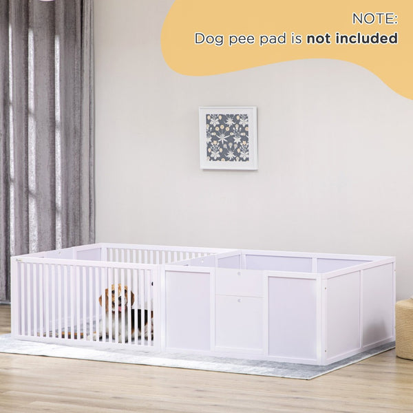 English Elm Pawhut Pine Whelping Box Two Room Puppy Pen with Removable Doors for Newborns W2225P173800