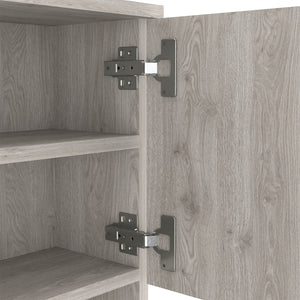 English Elm Pantry 67" Gray Pantry Cabinet with Microwave Top, 4 Doors, Drawer, Shelves, Durable MDP Design B097133016