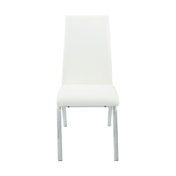 English Elm Set Ultra-Modern Leatherette Side Chairs with Chrome Curved Legs, Sleek Contoured Seats for Dining Comfort White B016P224568