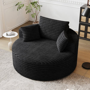 English Elm 50''L Plush Corduroy Sponge Single Sofa Bed with No Assembly, Fluffy Modern Sleeper for Living Areas Black W834P337428