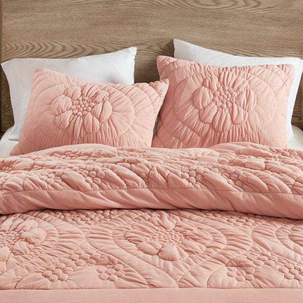 English Elm 3-Piece Soft Pink Comforter Set For Full/Queen Beds - Cozy, Breathable, Easy Care & Stylish Design B035P408218