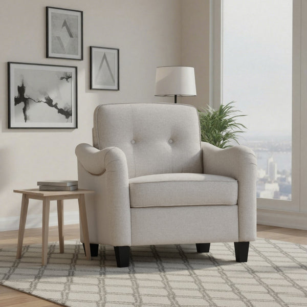 English Elm 3 Piece Living Room Sofa Set – Modern 3-Seater, 2-Seater Loveseat & Accent Armchair For Comfort W680S00083