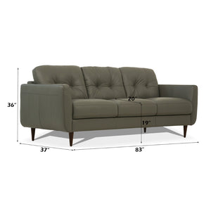 English Elm Radwan Italian Leather Sofa Tufted Mid-century Modern Three-seat Walnut Leg Living Room Dark Green B2726P496930