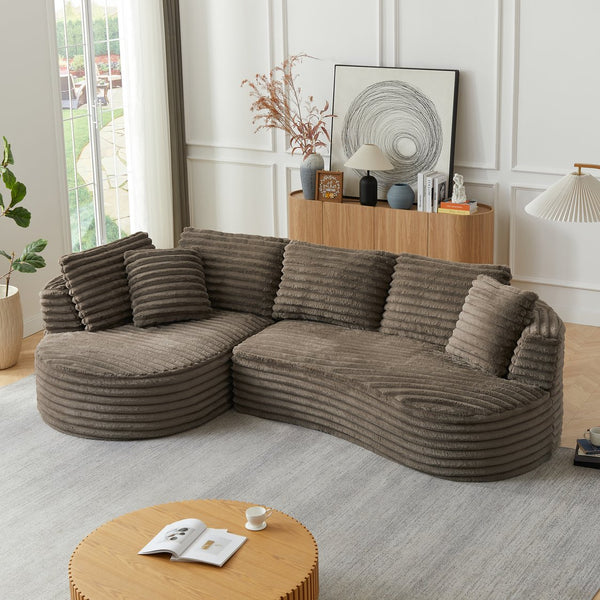 English Elm Modern Curved L-Shape Oversized Sofa: Luxurious Minimalist Design, Plush Comfort For Any Space W2339S00084