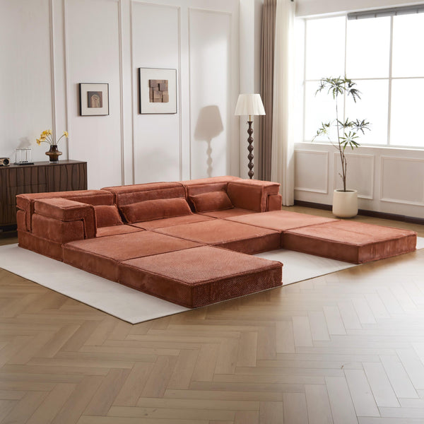 English Elm Compression Modular Sofa Bed – Cozy, Versatile 3-Seater With Ottoman, Soft Fleece, No Assembly Needed! W3723S00022