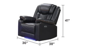 English Elm Challenger Modern 3-Piece Led Power Reclining Sofa Set With Console, Bluetooth Speakers & Usb Ports B009S01516