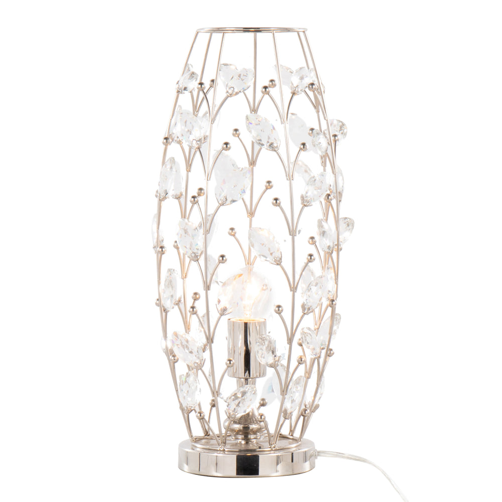 English Elm Crystal Buds 18" Contemporary Uplight Lamp in Polished Nickel with Clear K9 Crystal Beads, Chic Glow B202P224121