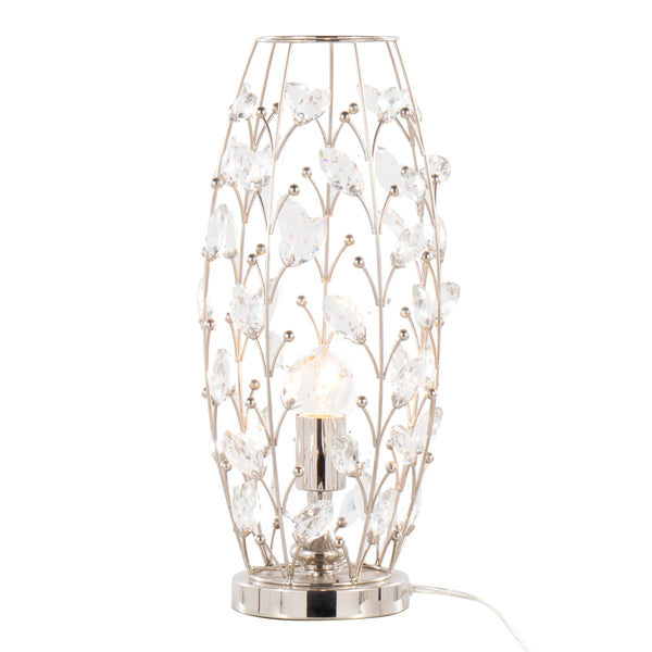 English Elm Crystal Buds 18" Contemporary Uplight Lamp in Polished Nickel with Clear K9 Crystal Beads, Chic Glow B202P224121
