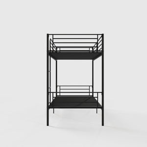 English Elm Bunk Bed Twin Over Iron Frame with Full Guardrail Ladder Kids Room Sleeper W5635P479828