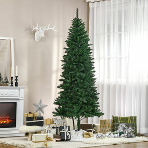 English Elm Homcom 7' Slim Fir Artificial Christmas Tree - Realistic, Space-Saving Design For Holiday Cheer W2225P229505