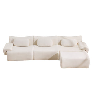 English Elm Modular Chenille Deep Seat Sectional Sofa with Bamboo Frame for Living Room Lounge White W1829S00068