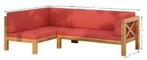 English Elm Christopher Knight Home® - Brava Stylish Right Corner Bench Set For Indoor/Outdoor, Solid Acacia Wood With Water-Resistant Cushions 57968.00RED2
