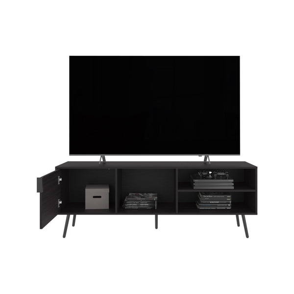 English Elm Vulcan 63" TV Stand with Cabinet and Three Open Shelves, Cable Management, Holds Up to 70" TVs, Stylish Living Room Storage Black 28.3 L x 53 W x 13 H B070P254791