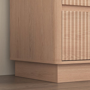 English Elm 9 Drawer Matte Wood Dresser with Wave Front Mid Century Modern Low Profile Storage Natural W409P387580