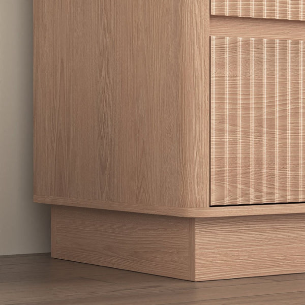 English Elm 9 Drawer Matte Wood Dresser with Wave Front Mid Century Modern Low Profile Storage Natural W409P387580
