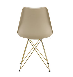 English Elm Modern Dining Chairs Set Of 4 - Elegant Beige Shell Seat With Golden Steel Legs For Any Space W370P207515