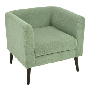 English Elm Modern Accent Chair Upholstered Armchair with Chenille Fabric, Ergonomic Padded Seat, Wood Legs for Living Room Seating Comfort and Stylish Mid Century Flair Green W1028P236497