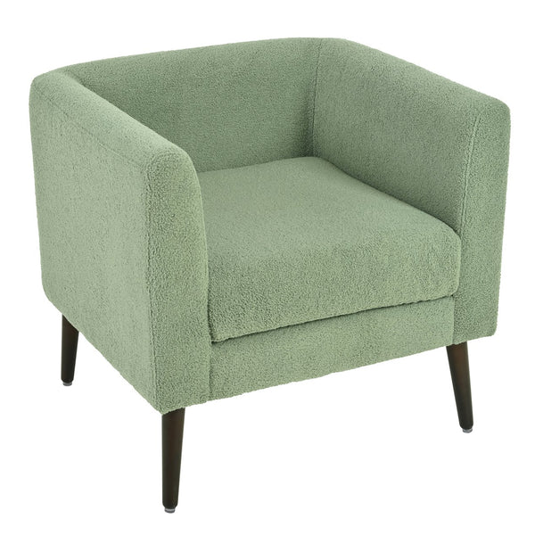 English Elm Modern Accent Chair Upholstered Armchair with Chenille Fabric, Ergonomic Padded Seat, Wood Legs for Living Room Seating Comfort and Stylish Mid Century Flair Green W1028P236497