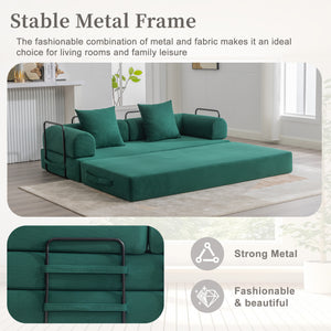English Elm UNITED modular foldable sofa with metal frame, corduroy upholstery, side pocket & quick assembly convenience Emerald W1568P375638