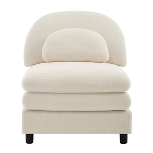 English Elm Vitoria Curved Modular Sofa in Plush Teddy Fleece for Modern Living Rooms Beige White W5656P454256