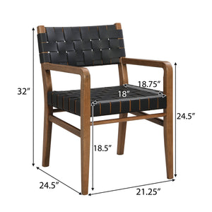 English Elm Christopher Knight Home® - DINING Chair Set of 2 PU Leather Dining Chairs with Rubberwood Frame, Modern Industrial Elegance Black 74689.00BLK