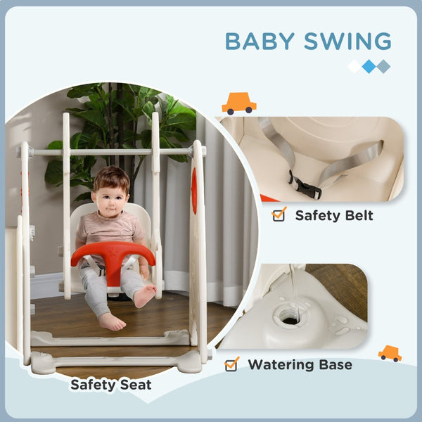 English Elm Qaba 4 in 1 Indoor Toddler Playset with Slide Swing Climber and Basketball Hoop W2225P217352