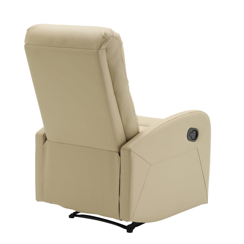 English Elm Dormi Contemporary Recliner Chair with Tufted Faux Leather Upholstery and Foam Padding, Manual Recline Grey B202P223698