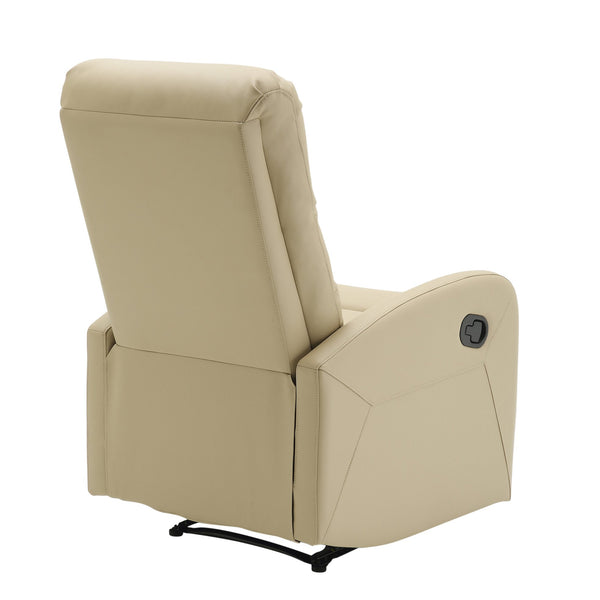 English Elm Dormi Contemporary Recliner Chair with Tufted Faux Leather Upholstery and Foam Padding, Manual Recline Beige B202P223694