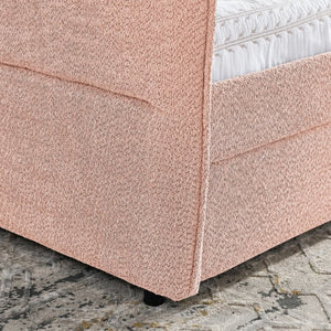English Elm Queen Boucle Tufted Daybed Sofa with Storage Drawers Eucalyptus Frame Guest Room Pink W1413S00178