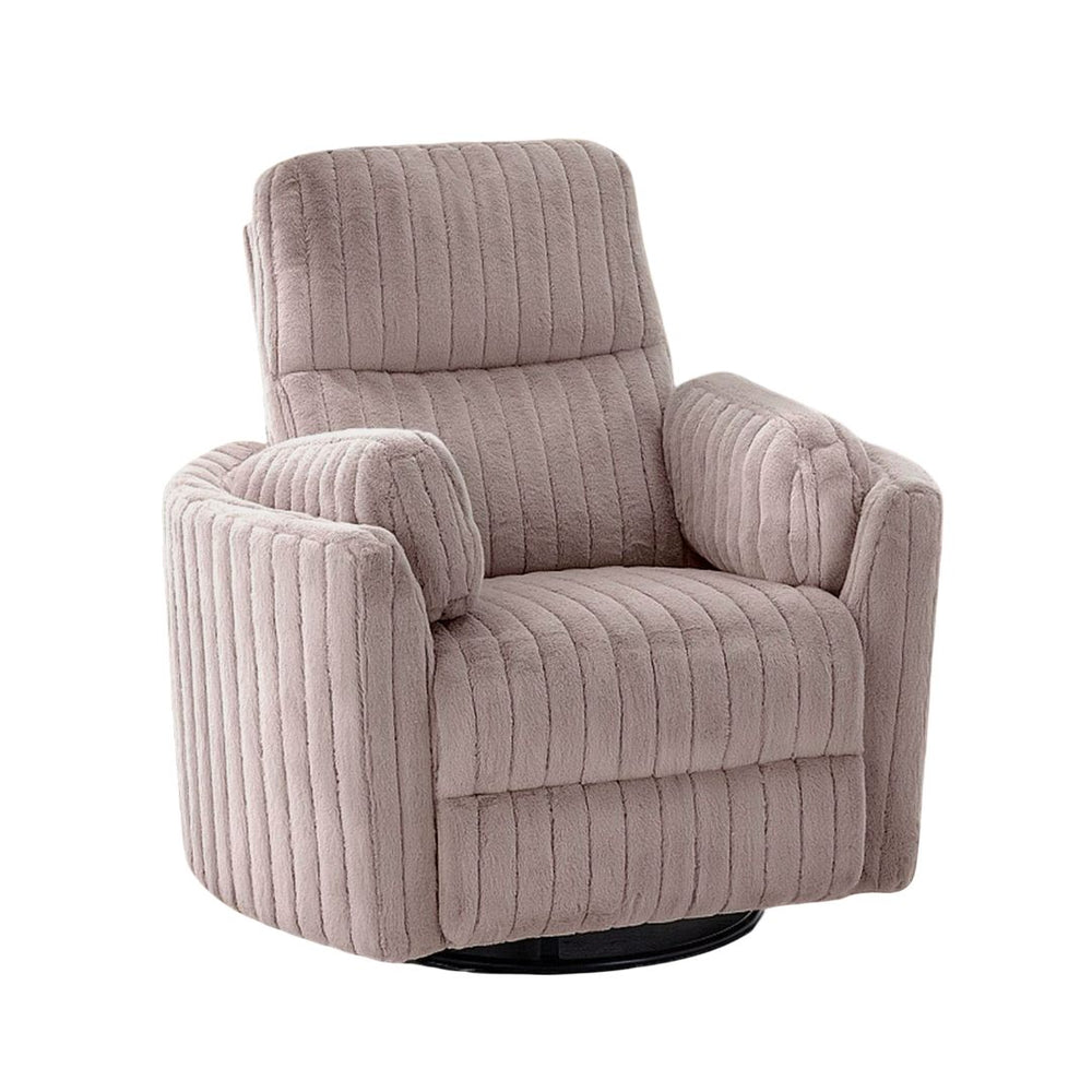 English Elm Taupe Power Glider Recliner with Swivel, 360° Rotation, Power Recline & Plush Pillow Fill Seat - Contemporary Accent Chair B2741P391176