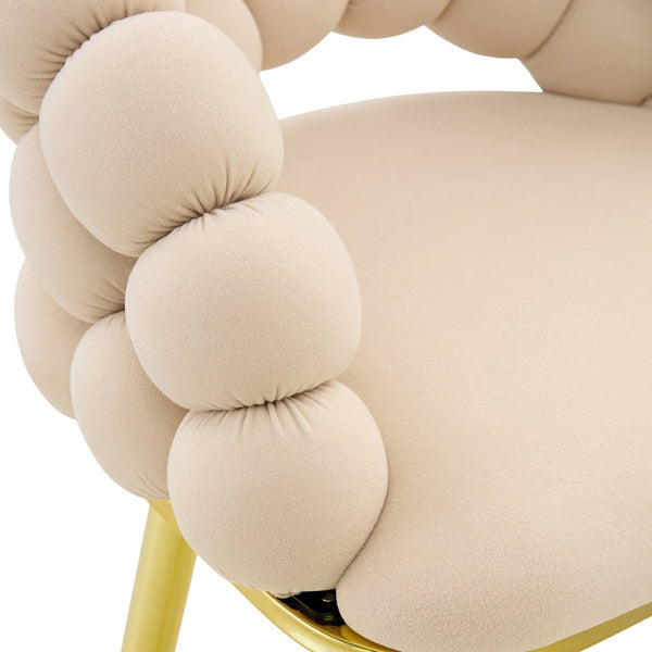 English Elm Set of 2 Sculptural Bubble Back Velvet Barstools with Glamorous Electroplated Legs Beige,Gold W3875P370837