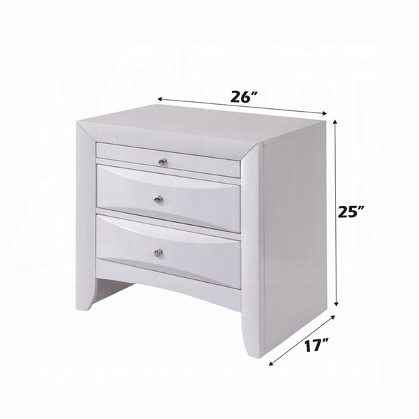 English Elm Wooden Nightstand With 2 Spacious Drawers & Pull-Out Tray, Elegant White Finish For Any Bedroom B016P252983-GIGA